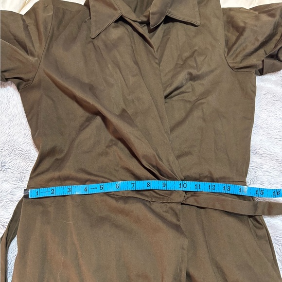 Talbots Cotton Poplin Olive Midi Wrap Dress, size 8 - Picture 11 of 11
